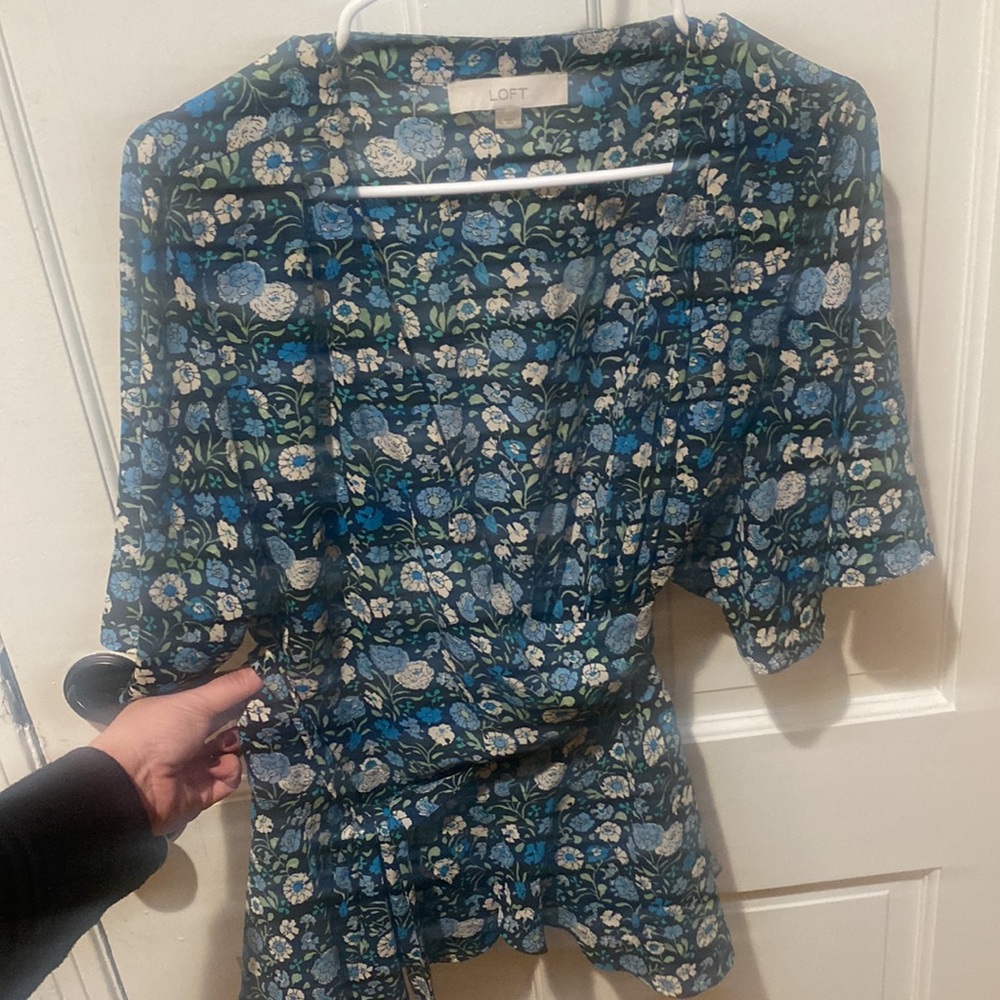 Loft- Flutter Sleeve Wrap Blouse - XL